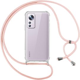 Collier Cordon Coque Pour Xiaomi 12/12x 5g 6.28"",Avec Cordon Réglable Lanyard Housse Transparente Silicone Anti-Chute Etui Compatible Avec Mi 12/12x 5g,Ètuis À Bandoulière,Rose