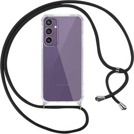 Coque Pour Samsung Galaxy S23 Fe 5g Avec Cordon, Transparente Silicone Housse Avec Réglable De Collier Anti-Chute Etui Pour Samsung S23 Fe 5g, Ètuis À Bandoulière 6.4"", Noir