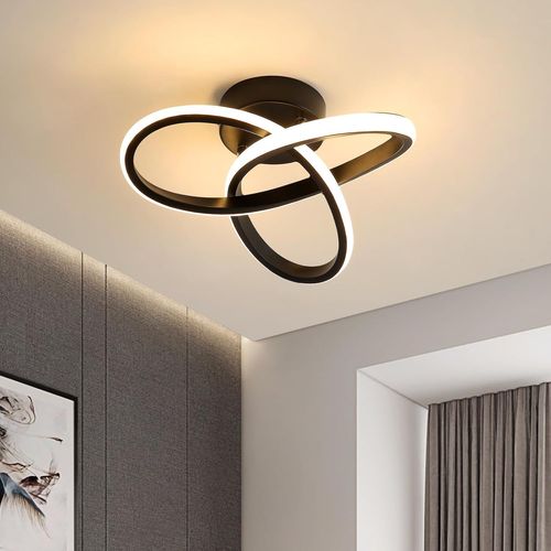 KAL-Plafonnier Led, 22W 2700Lm Luminaire Plafonnier Led Moderne, Noir Lampe Plafond Led Pour Chambre, Salon, Cuisine, Salles À Manger Et Couloirs, Lumière Blanc Chaud 3000K, Diamètre 25Cm