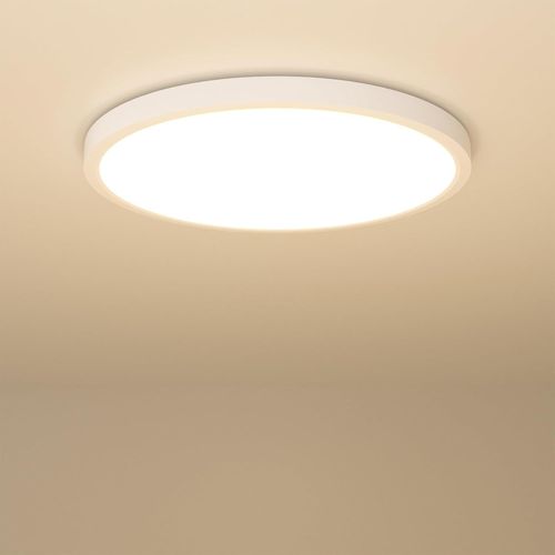 KAL-Plafonnier Led, 18W 1930Lm Ultra Mince Plafonnier Salle De Bain Etanche Ip44, 4000K Blanc Neutre, Ø22Cm Lampe Plafond Rond, Moderne Pour Cuisine, Salon, Chambre, Balcon, Lot De 1