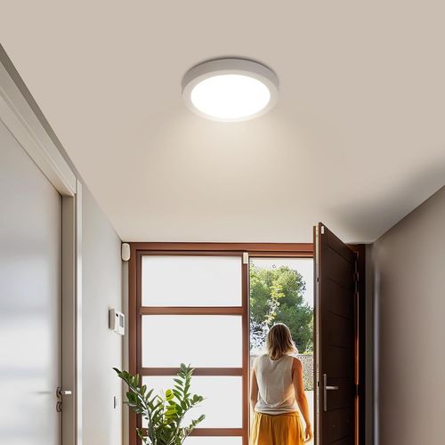 KAL-Plafonnier Led Rond, 18W 1200Lm Lampe Plafond Mince, 4000K Blanc Neutre Moderne Luminaire, Éclairage De Plafond Salle De Bain, Plafonnier Chambre, Luminaire Plafonnier Cuisine, Balcon Ø22Cm