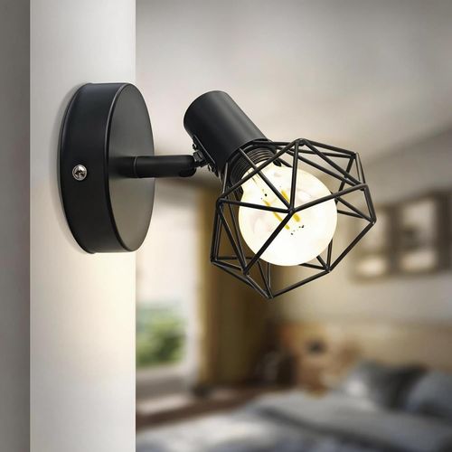 KAL-Plafonnier Spot, Orientable Cuisine Plafond Luminaire Accessoires, Vintage E14 Wall Spotlight, Noir Industrielle Lampe (Sans Ampoule), Pour Couloir Salon Chambre Coucher