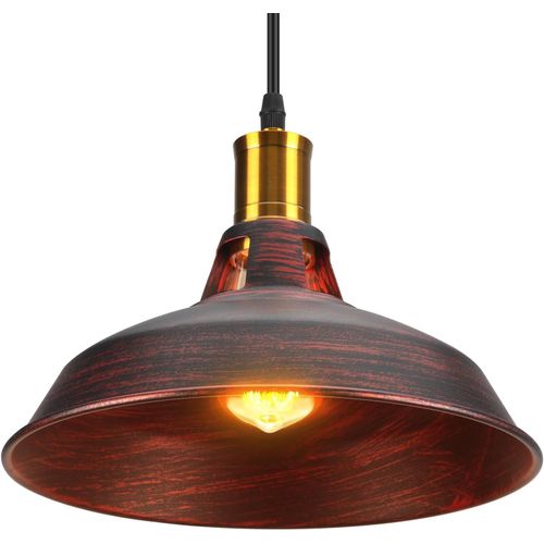 Kal-Suspension Lustre Industrielle Vintage Luminaire Plafonnier E27 Salon Abat-Jour Plafond En Métal Rétro Style Nordique Design Câble Réglable (Rouillé, 1pcs)