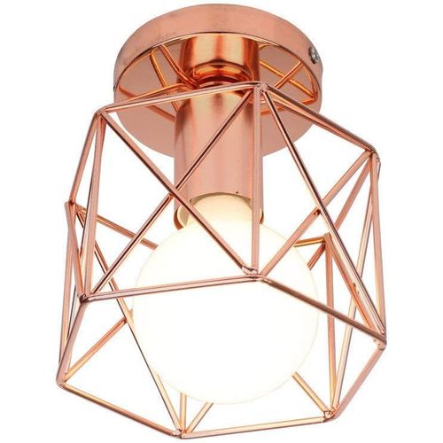 KAL-Retro Plafonnier Industrielle En Métal Carré Fer, Suspension Cage Cube Luminaire E27 Pour Salon Chambre Café Bar Restaurent Entrée Couloir (Or Rose)