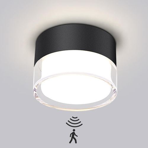 Kal-Spots De Plafond Avec Détecteur De Mouvement, Spot Plafond Led 12w 960lm 4000k 230v, Plafonnier Pour Terrasse En Aluminium, Rond Ø10cm, Pour Couloir, Cages D'escalier, Garages, Débarras
