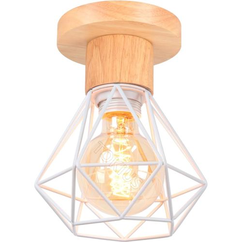 Kal-Plafonnier Vintage, Suspension Luminaire Industrielle E27 Lustre Abat-Jour En Métal Et Bois Ø160mm Rétro Pour Salon Cuisine Chambre (1pcs)
