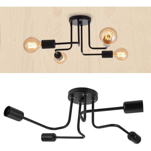 Kal-Suspension 4xe27 - Style Rétro Industriel - Lampe À Suspension Led - Douille Antique Pour Study Cafe Bar Couloir