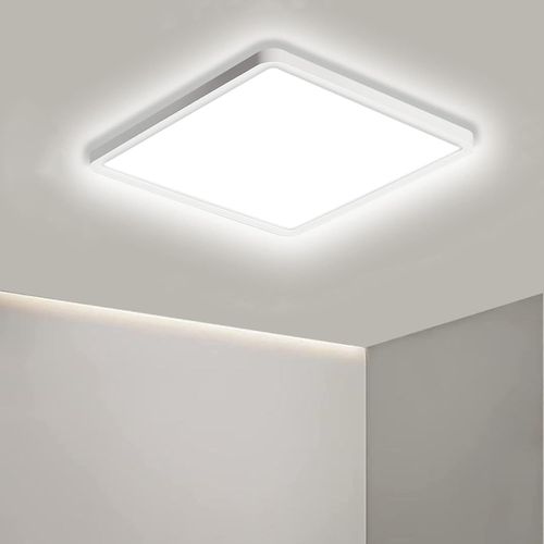 KAL-Plafonnier Led, Plafonnier Salle De Bain 18W 1620Lm 6500K, Lampe Led Chambre, Luminaire Blanche Ip44, Plafonnier Carré De 23Cm Pour Chambre À Coucher Salle De Bain Salon Cuisine Bureau (1Pc)