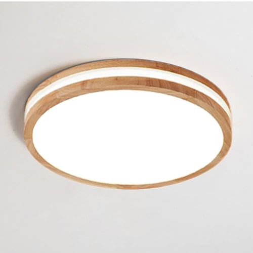 KAL-Plafonnier Led Moderne 24W Rond Plafonnier Bois Lampe De Plafond Blanc Froid 6000K Luminaire Plafonnier Led Intérieur Pour Salon Cuisine Couloir Salle À Manger Chambre, Ø30Cm
