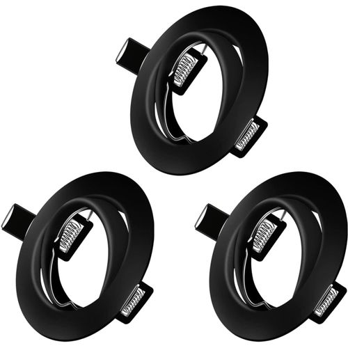 KAL-Projecteurs Spot Encastrable Gu10 Set, 3 Pièces Cadre De Montage En Noir Métallisé Avec Douille Céramique Gu10 Pour Lampes, Rond, Ø 75 Mm Orientable A 35°, Pour Lampes A Led Ou Halogènes