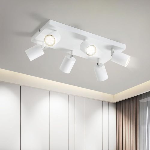 KAL-Spot De Plafond Salon Plafonnier 6 Flammes : Lampe De Plafond Gu10 Moderne Spot Blanc Lampe De Cuisine Pivotant Spot De Plafond Intérieur Couloir Spot Led Pour Cuisine Chambre Sans Ampoule