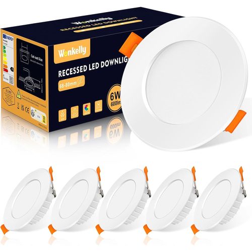 KAL-Spot Led Encastrable, 230V 6W Spots De Plafond, Blanc Neutre 4000K Led Spot Encastré, 600Lm Étanchéité, Diamètre Du Trou ¿68-80Mm, Ip44 Éclairage De Plafond Pour Salle De Salon Couloir Bain, Lot