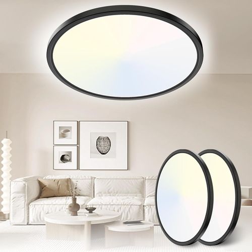Kal-30cm Plafonnier Led 24w 3200lm 6000k,4000k,3000k, Ip54 Etanche Plafonnier Salle De Bain, Lampe De Plafond Rond, Luminaire Plafonnier Moderne Pour Chambre À Coucher Salon Cuisine Bureau Balcon