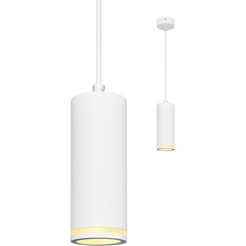 Kal-Suspension Luminaire Rétro Blanc 15cm, Lustre Led Moderne Simple, Éclairage De Plafond À Câble Réglable, Luminaire Plafonnier Avec Douille Gu10 Pour Cuisine Salon Chambre Restaurant Bar (Sans Amp