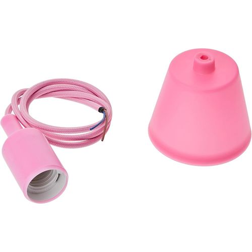 Kal-- Lampe À Suspension Colorée, Câble De 90 Cm. Base En Silicone, Douille E27. Décoration De Salon, Chambre, Local Commercial. Couleur Rose