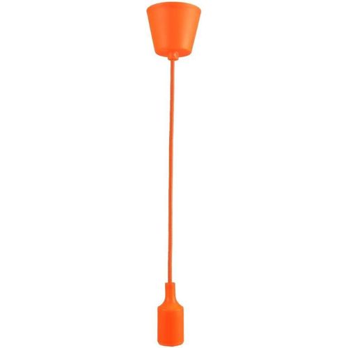 Kal-- Lampe À Suspension Colorée, Câble De 90 Cm. Base En Silicone, Douille E27. Décoration De Salon, Chambre, Local Commercial. Couleur Orange