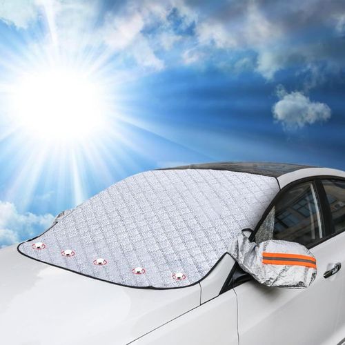 Kal-Pare Soleil Voiture Pare Brise Avant, Couverture Pare Brise Voiture, Bache Pare Brise Protection 5 Magnétique, Couverture Pare Brise Voiture Contre Les Rayons Uv Et La Chaleur, 225x110cm