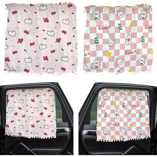Kal-2pcs Pare Soleil Voiture Bébé, Protege Soleil Voiture Bebe Ventouse, Chaussette Voiture Soleil Protection Uv, Lapin Mignon Cache Soleil Pour Fenêtre Voiture Bebe, Universel Pare-Soleil Voiture