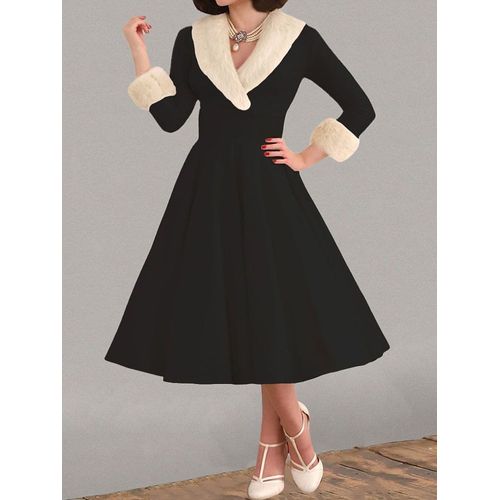 Robe De Noël Femme Manches Longues Robe Moche Impression Noel