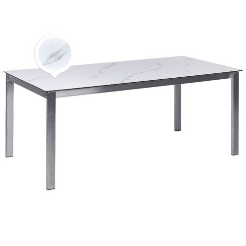 Table De Jardin 180 X 90 Cm Verre Marbre Blanc Cosoleto