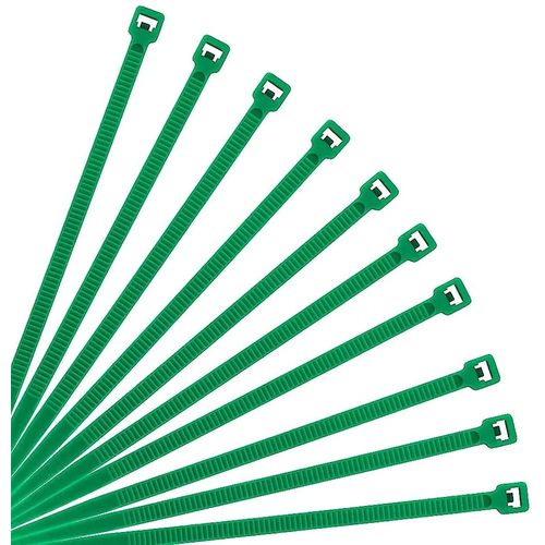 Attaches de câble vertes X100, 370 mm x 7,6 mm, 14,5 mm, attaches en nylon extra résistantes, attaches zippées robustes de qualité supérieure