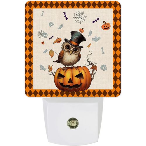 Veilleuse Fantôme Hibou Enfichable, Crépuscule Automatique À L'aube, Chauve-Souris, Citrouille, Halloween, Veilleuse Avec Capteur Intelligent