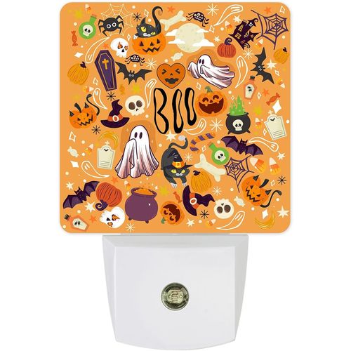 Veilleuse Fantôme Hibou Enfichable, Crépuscule Automatique À L'aube, Chauve-Souris, Citrouille, Halloween, Veilleuse Avec Capteur Intelligent