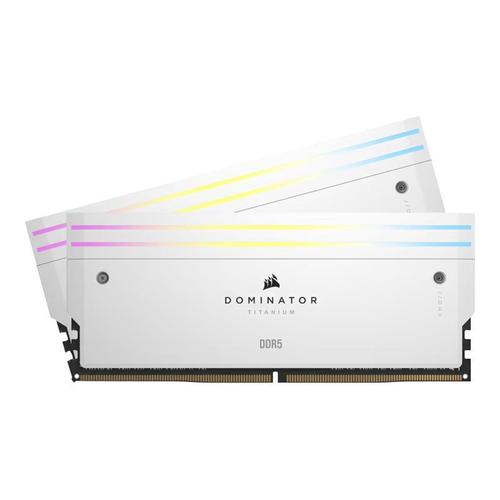 CORSAIR Dominator Titanium RGB - DDR5 - kit - 64 Go: 2 x 32 Go - DIMM 288 broches - 6600 MHz / PC5-52800 - CL32 - 1.4 V - mémoire sans tampon - non ECC - blanc