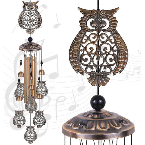 Carillons éoliens de hibou en plein air, carillon de vent en bronze de hibou, carillons de vent de cadeau de hibou, cloche de vent de hibou, cadeaux de hibou pour les femmes, carillon de vent pour la maison, jardin, intérieur, extérieur