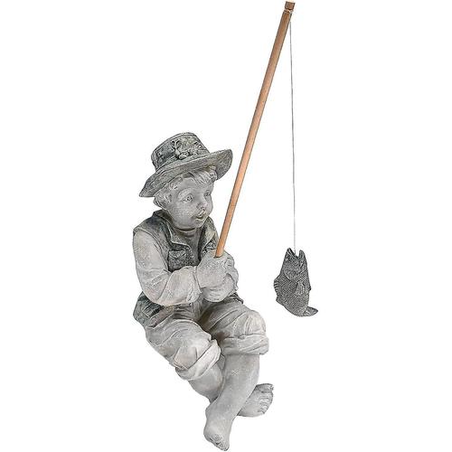 Frédéric le petit pêcheur d'Avignon statue pêcheur pour jardin, 13 cm, polyrésine, deux pierres à