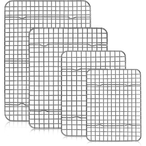 Ensemble de 4 grilles de refroidissement, grilles de cuisson en acier inoxydable pour plaques à pâtisserie de différentes tailles, grille-pain, poêle à four, saines et résistantes, finition miroir