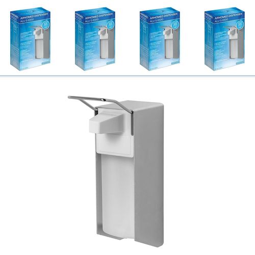 KAL-4 Distributeur Gel Hydroalcoolique En Aluminium, Distributeur Savon Automatique 1000Ml, Levier Court - Fixation/Montage Mural, Soap Dispenser, Distributeur De Savon Automatique