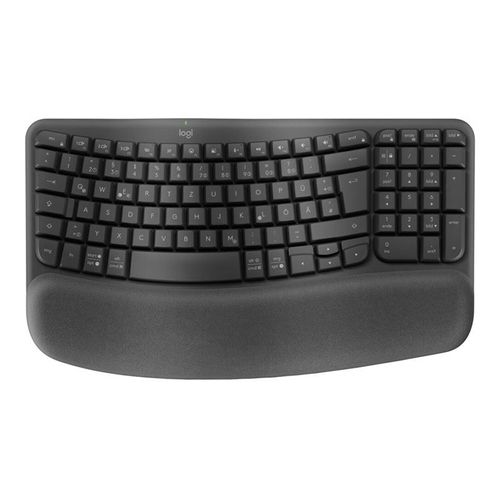 Logitech Wave Keys - Clavier - avec repose-paume rembourré - sans fil - Bluetooth LE - QWERTY - graphite