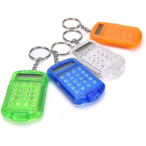 Mini calculatrice avec porte-clés, affichage à 8 chiffres, boîtier en plastique, calculatrice de poche Portable pour étudiants, fournitures scolaires