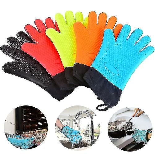 1 Paire De Gants Résistants À La Chaleur, Gants De Grillades En Silicone, Mitaines De Four