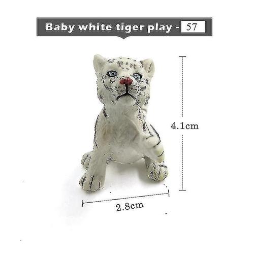 Simulation Bébé Lion Tigre Lynx Forêt Animaux Sauvages Modèle Figurine Jouets En Plastique Décoration De La Maison Accessoires Décor Cadeau Pour Les Enfants, Baby-White-Tiger-Pla