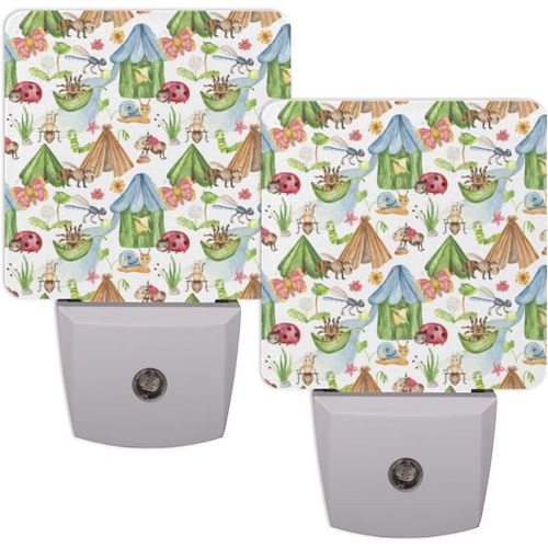 Libellules, Coccinelles, Fourmis, Veilleuse À Brancher Avec Capteur Automatique, Veilleuse Led Blanc Chaud Pour Chambre À Coucher, Cuisine, Couloir