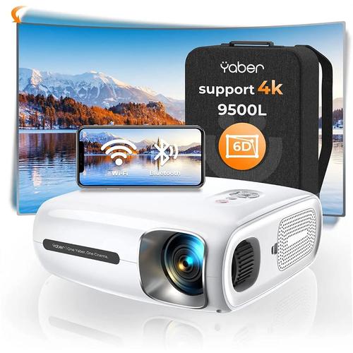 YABER Pro V7 9500L 5G Vidéoprojecteur WiFi Bluetooth Full HD 1080P , 6D Correction Auto de la Distorsion Trapézoïdale et 4P/4D ,Zoom