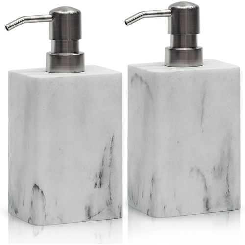 KAL-Lot De 2 Distributeurs De Savon En Résine De Qualité Supérieure, Distributeur De Savon Pour Les Mains, Flacon De Savon Liquide Rechargeable Avec Pompe Facile À Presser, 445 Ml