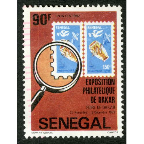 Timbre Non Oblitéré Sénégal, Exposition Philatélique De Dakar 25 Novembre - 2 Décembre 1982, Postes 90 F