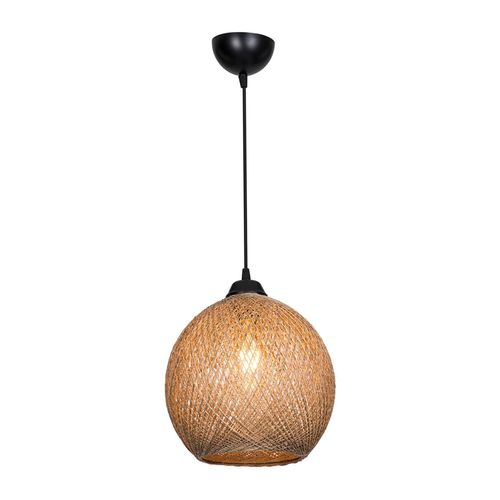 Lustre Lampe Lumière Suspendu Suspension Corde De Jute Hauteur 65 Cm E27 Noir / Naturel Helloshop26 03_0007533