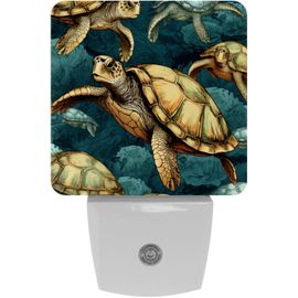 Veilleuses Colorées En Forme De Tortue De Mer, Veilleuse À Capteur Automatique À Brancher, Idéale Pour Le Sommeil, Pour Enfants Et Adultes, Automatique Du Crépuscule À L'aube