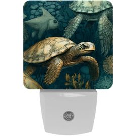 Veilleuses Colorées En Forme De Tortue De Mer, Veilleuse À Capteur Automatique À Brancher, Idéale Pour Le Sommeil, Pour Enfants Et Adultes, Automatique Du Crépuscule À L'aube