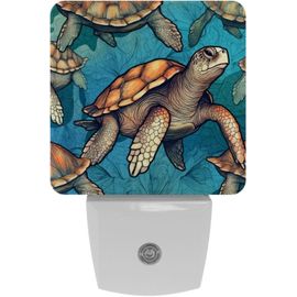 Veilleuses Colorées En Forme De Tortue De Mer, Veilleuse À Capteur Automatique À Brancher, Idéale Pour Le Sommeil, Pour Enfants Et Adultes, Automatique Du Crépuscule À L'aube