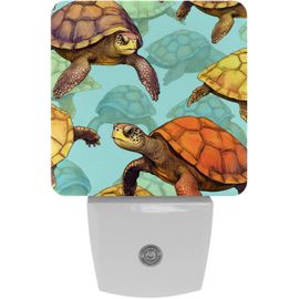 Veilleuse À Led Avec Capteur Automatique, Tortue De L'océan Bleue Carrée, Veilleuse Automatique Du Crépuscule À L'aube Pour Chambre À Coucher, Chambre D'enfant, Couloir