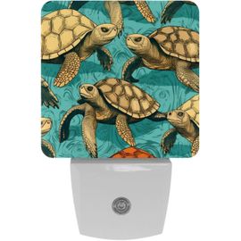 Veilleuse À Led Avec Capteur Automatique, Belle Tortue Carrée, Veilleuse Automatique Du Crépuscule À L'aube Pour Chambre À Coucher, Chambre D'enfant, Couloir