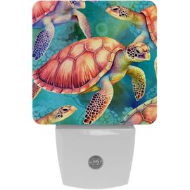 Veilleuse À Led Avec Capteur Automatique, Tortue Esthétique Carrée, Veilleuse Automatique Du Crépuscule À L'aube Pour Chambre À Coucher, Chambre D'enfant, Couloir
