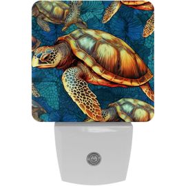 Veilleuses Tortue Bleue Seaworld, Veilleuse À Capteur Automatique À Brancher, Adaptée Au Sommeil Pour Enfants Et Adultes, Automatique Du Crépuscule À L'aube