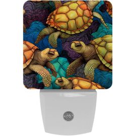 Veilleuses Tortue Bleue Seaworld, Veilleuse À Capteur Automatique À Brancher, Adaptée Au Sommeil Pour Enfants Et Adultes, Automatique Du Crépuscule À L'aube