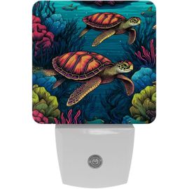 Veilleuses Tortue Bleue Seaworld, Veilleuse À Capteur Automatique À Brancher, Adaptée Au Sommeil Pour Enfants Et Adultes, Automatique Du Crépuscule À L'aube